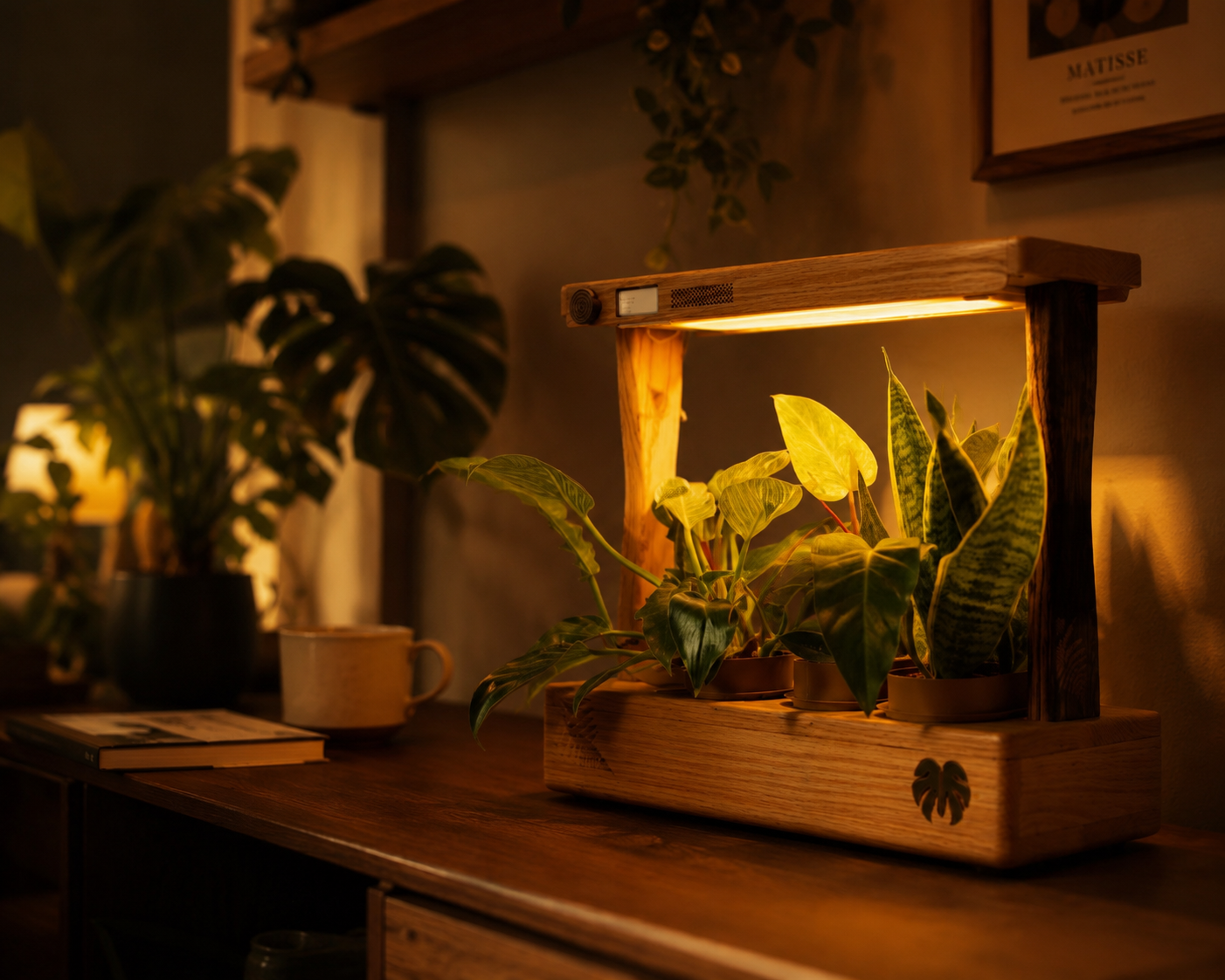 Aera Desktop in a warm living room